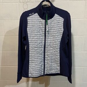 RLX Ralph‎ Lauren Womens Quilted Hybrid Golf Jacket MEDIUM Navy Quilted Zip Knit